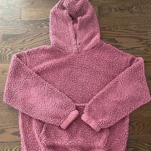 Pink sherpa hoodie fluffy
